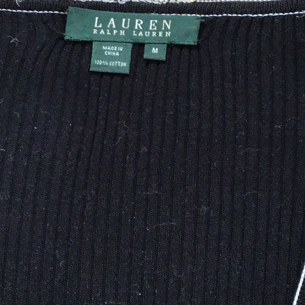 Lauren Black 100% cotton V-Neck Sweater - Picture 3 of 6